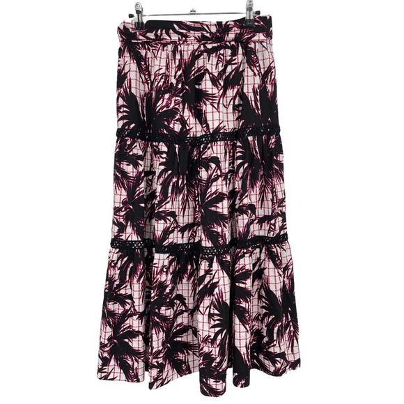 NWT - DIANE VON FURSTENBERG Lucia Tiered Cotton Midi Skirt in Palm White - Sz 6 - Picture 6 of 12